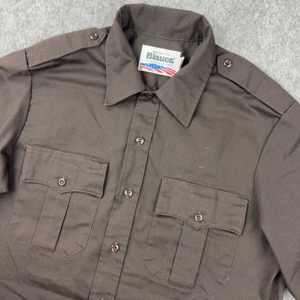 Blauer Uniform Shirt Mens M Brown Short Sleeve Button Up Police Duty USA Made